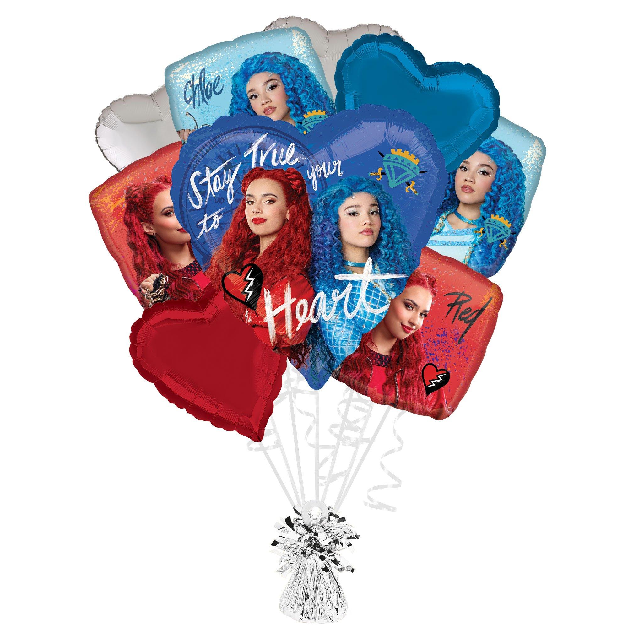 Red & Chloe Foil Balloon Bouquet with Balloon Weight - Descendants 4: The Rise of Red